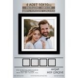 yhfoto 4 Adet 10x10 Çerçeve Siyah-Beyaz Şeritli Fotoğraf Mdf Çerçeve Kare Çerçeve Siyah 100 x 100