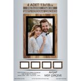 yhfoto 4 Adet 13x18 Çerçeve Ahşap-Siyah Şeritli Çerçeve Mdf Çerçeve Pvc'li Fotoğraf Kahverengi-Çok Renkli 13 x 18
