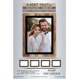 yhfoto 4 Adet 15x21 Çerçeve Ahşap-Siyah Şeritli Çerçeve Mdf Çerçeve Pvc'li Fotoğraf Kahverengi-Çok Renkli 150 x 210