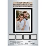 yhfoto 4 Adet 21x30 Çerçeve Siyah-Beyaz Şeritli Çerçeve A4 Çerçeve Pvc'li Diploma Siyah 21 x 30