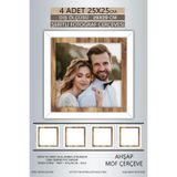 yhfoto 4 Adet 25x25 Çerçeve Beyaz Ahşap Şeritli Fotoğraf Mdf Çerçeve Kare Çerçeve Çok Renkli 25 x 25