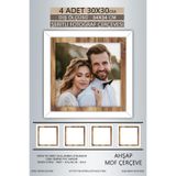 yhfoto 4 Adet 30x30 Çerçeve Beyaz Ahşap Şeritli Fotoğraf Mdf Çerçeve Kare Çerçeve Çok Renkli 300 x 300