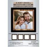 yhfoto 4 Adet 30x30 Çerçeve Siyah-Ahşap Şeritli Fotoğraf Mdf Çerçeve Kare Çerçeve Karışık 300 x 300