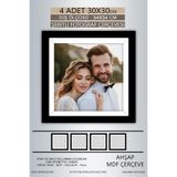yhfoto 4 Adet 30x30 Çerçeve Siyah-Beyaz Şeritli Fotoğraf Mdf Çerçeve Kare Çerçeve Siyah 300 x 300