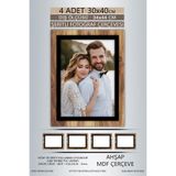 yhfoto 4 Adet 30x40 Çerçeve Ahşap-Siyah Şeritli Çerçeve Mdf A3 Çerçeve Pvc'li Çerçeve Kahverengi-Çok Renkli 300 x 400
