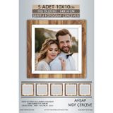 yhfoto 5 Adet 10x10 Çerçeve Ahşap Beyaz Şeritli Fotoğraf Mdf Çerçeve Kare Çerçeve Kahverengi 100 x 100