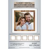 yhfoto 5 Adet 10x10 Çerçeve Beyaz Ahşap Şeritli Fotoğraf Mdf Çerçeve Kare Çerçeve Çok Renkli 100 x 100