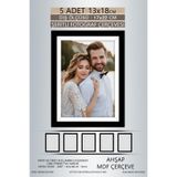 yhfoto 5 Adet 13x18 Çerçeve Siyah-Beyaz Şeritli Çerçeve Mdf Çerçeve Pvc'li Fotoğraf Siyah 13 x 18