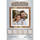 yhfoto 5 Adet 30x30 Çerçeve Ahşap Beyaz Şeritli Fotoğraf Mdf Çerçeve Kare Çerçeve Kahverengi 30 x 30