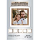 yhfoto 5 Adet 30x30 Çerçeve Beyaz Ahşap Şeritli Fotoğraf Mdf Çerçeve Kare Çerçeve Çok Renkli 30 x 30