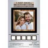 yhfoto 5 Adet 30x30 Çerçeve Siyah-Ahşap Şeritli Fotoğraf Mdf Çerçeve Kare Çerçeve Karışık 30 x 30
