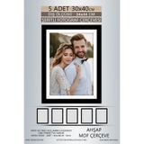 yhfoto 5 Adet 30x40 Çerçeve Siyah-Beyaz Şeritli Çerçeve Mdf A3 Çerçeve Pvc'li Çerçeve Siyah 30 x 40