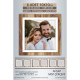 yhfoto 6 Adet 10x10 Çerçeve Ahşap Beyaz Şeritli Fotoğraf Mdf Çerçeve Kare Çerçeve Kahverengi 100 x 100