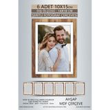 yhfoto 6 Adet 10x15 Çerçeve Ahşap-Beyaz Şeritli Çerçeve Mdf Çerçeve Pvc'li Fotoğraf Kahverengi 100 x 150