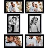 YHFOTO 6 Adet 10X15 Çerçeve - Mdf A6 Çerçeve - Çoklu Fotoğraf Çerçevesi - Siyah