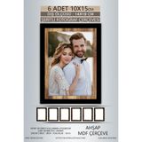 yhfoto 6 Adet 10x15 Çerçeve Siyah Ahşap Şeritli Çerçeve Mdf Çerçeve Pvc'li Fotoğraf Karışık 100 x 150