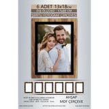 yhfoto 6 Adet 13x18 Çerçeve Ahşap-Siyah Şeritli Çerçeve Mdf Çerçeve Pvc'li Fotoğraf Kahverengi-Çok Renkli 130 x 180