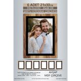 yhfoto 6 Adet 21x30 Çerçeve Ahşap-Siyah Şeritli Çerçeve A4 Çerçeve Pvc'li Diploma Kahverengi-Çok Renkli 20 x 30
