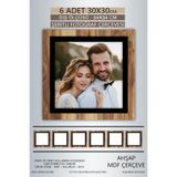yhfoto 6 Adet 30x30 Çerçeve Ahşap-Siyah Şeritli Fotoğraf Mdf Çerçeve Kare Çerçeve Kahverengi-Çok Renkli 30 x 30