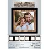 yhfoto 6 Adet 30x30 Çerçeve Siyah-Ahşap Şeritli Fotoğraf Mdf Çerçeve Kare Çerçeve Karışık 30 x 30