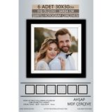 yhfoto 6 Adet 30x30 Çerçeve Siyah-Beyaz Şeritli Fotoğraf Mdf Çerçeve Kare Çerçeve Siyah 30 x 30