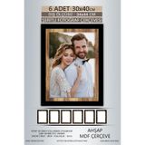 yhfoto 6 Adet 30x40 Çerçeve Siyah Ahşap Şeritli Çerçeve Mdf A3 Çerçeve Pvc'li Çerçeve Karışık 300 x 400