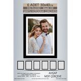 yhfoto 6 Adet 30x40 Çerçeve Siyah-Beyaz Şeritli Çerçeve Mdf A3 Çerçeve Pvc'li Çerçeve Siyah 300 x 400