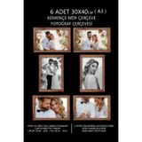 yhfoto 6 Adet 30x40 Kemençe Mdf A3 Çoklu Fotoğraf Kahverengi-Çok Renkli