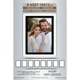 yhfoto 8 Adet 10x15 Çerçeve Beyaz Siyah Şeritli Çerçeve Mdf Çerçeve Pvc'li Fotoğraf Renksiz 10 x 15