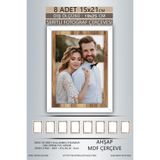 yhfoto 8 Adet 15x21 Çerçeve Beyaz Ahşap Şeritli Çerçeve Mdf Çerçeve Pvc'li Fotoğraf Çok Renkli 150 x 210