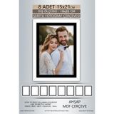 yhfoto 8 Adet 15x21 Çerçeve Beyaz Siyah Şeritli Çerçeve Mdf Çerçeve Pvc'li Fotoğraf Renksiz 150 x 210