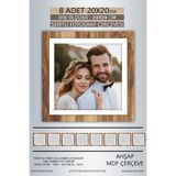 yhfoto 8 Adet 20x20 Çerçeve Ahşap Beyaz Şeritli Fotoğraf Mdf Çerçeve Kare Çerçeve Kahverengi 200 x 200