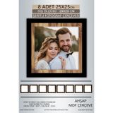 yhfoto 8 Adet 25x25 Çerçeve Siyah-Ahşap Şeritli Fotoğraf Mdf Çerçeve Kare Çerçeve Karışık 25 x 25