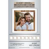 yhfoto 8 Adet 30x30 Çerçeve Beyaz Ahşap Şeritli Fotoğraf Mdf Çerçeve Kare Çerçeve Çok Renkli 300 x 300