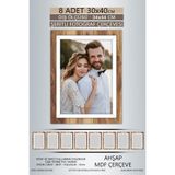 yhfoto 8 Adet 30x40 Çerçeve Ahşap-Beyaz Şeritli Çerçeve Mdf A3 Çerçeve Pvc'li Çerçeve Kahverengi 30 x 40