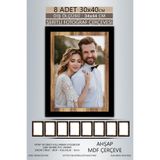 yhfoto 8 Adet 30x40 Çerçeve Siyah Ahşap Şeritli Çerçeve Mdf A3 Çerçeve Pvc'li Çerçeve Karışık 30 x 40