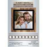 yhfoto 9 Adet 10x10 Çerçeve Ahşap-Siyah Şeritli Fotoğraf Mdf Çerçeve Kare Çerçeve Kahverengi-Çok Renkli 100 x 100