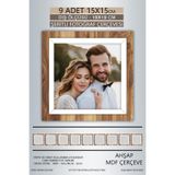 yhfoto 9 Adet 15x15 Çerçeve Ahşap Beyaz Şeritli Fotoğraf Mdf Çerçeve Kare Çerçeve Kahverengi 150 x 150