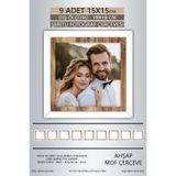 yhfoto 9 Adet 15x15 Çerçeve Beyaz Ahşap Şeritli Fotoğraf Mdf Çerçeve Kare Çerçeve Çok Renkli 150 x 150