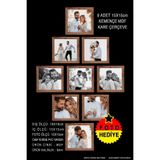 yhfoto 9 Adet 15x15 Çerçeve - Fotoğraflı Çerçeve Seti - Kemençe Ahşap Kare Çerçeve