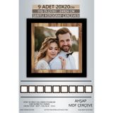 yhfoto 9 Adet 20x20 Çerçeve Siyah-Ahşap Şeritli Fotoğraf Mdf Çerçeve Kare Çerçeve Karışık 200 x 200