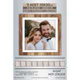 yhfoto 9 Adet 30x30 Çerçeve Ahşap Beyaz Şeritli Fotoğraf Mdf Çerçeve Kare Çerçeve Kahverengi 30 x 30