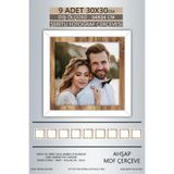 yhfoto 9 Adet 30x30 Çerçeve Beyaz Ahşap Şeritli Fotoğraf Mdf Çerçeve Kare Çerçeve Çok Renkli 30 x 30