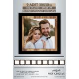 yhfoto 9 Adet 30x30 Çerçeve Siyah-Ahşap Şeritli Fotoğraf Mdf Çerçeve Kare Çerçeve Karışık 30 x 30