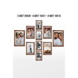 yhfoto Çoklu Çerçeve Ahşap Mdf Fotoğraf Çerçeve - 2 Adet 20x30 - 4 Adet 15x21 - 4 Adet 10x15