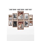 yhfoto Çoklu Çerçeve Ahşap Mdf Pvc'li Fotoğraflı Çerçeve - 2 Adet 30x40 - 4 Adet 20x30 - 4 Adet 15x21