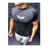 YHM Erkek Compression Tişört Siyah Reflektör Batman Baskılı Spor Body