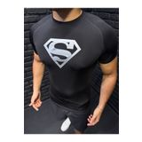 YHM Silver Superman Logolu Compression Tshirt – Erkek Siyah Sporcu Tişört