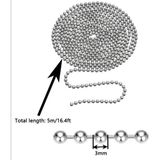 Yiğit Aksesuar 5 Metre 3 mm Gümüş Renk Metal Toplu Metrelik Zincir Takı Malzemesi Bilye