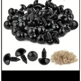 Yiğit Aksesuar 50 Adet 12 Mm Amigurumi Siyah Vidalı Göz Bebek Kukla Peluş Hayvan Takı Malzemeleri Boncuğu